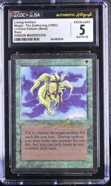 Magic MTG Living Artifact [Beta Edition] CGC 5 Ex JSA Anson Maddocks Autograph