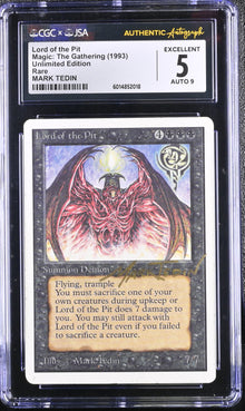 Magic MTG Lord of the Pit [Unlimited Edition] CGC 5 Ex JSA Mark Tedin Autograph
