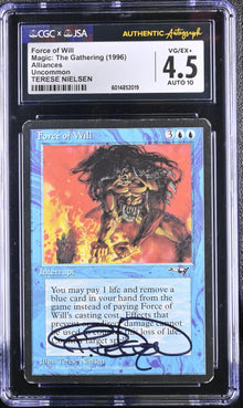 Magic MTG Force of Will [Alliances] CGC 4.5 VG/Ex+ JSA Terese Nielsen Autograph