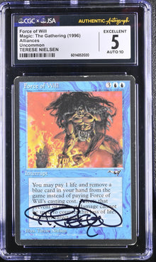 Magic MTG Force of Will [Alliances] CGC 5 Ex JSA Terese Nielsen Autograph