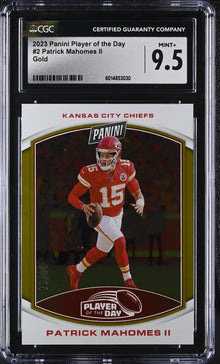 2023 Panini POTD Gold Parallel Card 2 Patrick Mahomes II 08/10 CGC 9.5 Mint+