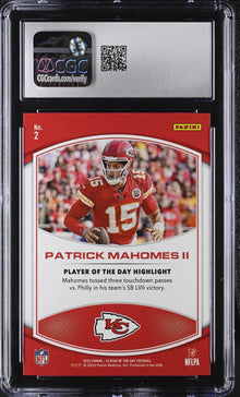 2023 Panini POTD Gold Parallel Card 2 Patrick Mahomes II 08/10 CGC 9.5 Mint+