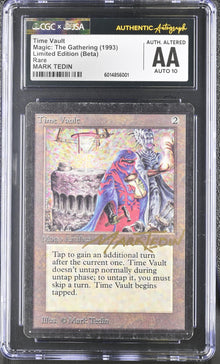Magic: The Gathering Time Vault [Beta Edition] CGC x JSA Signed by Mark Tedin