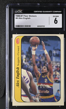 1986-87 Fleer Basketball Stickers #4 Alex English CGC 6 Ex/NM