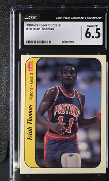 1986-87 Fleer Basketball Stickers #10 Isiah Thomas CGC 6.5 Ex/NM+