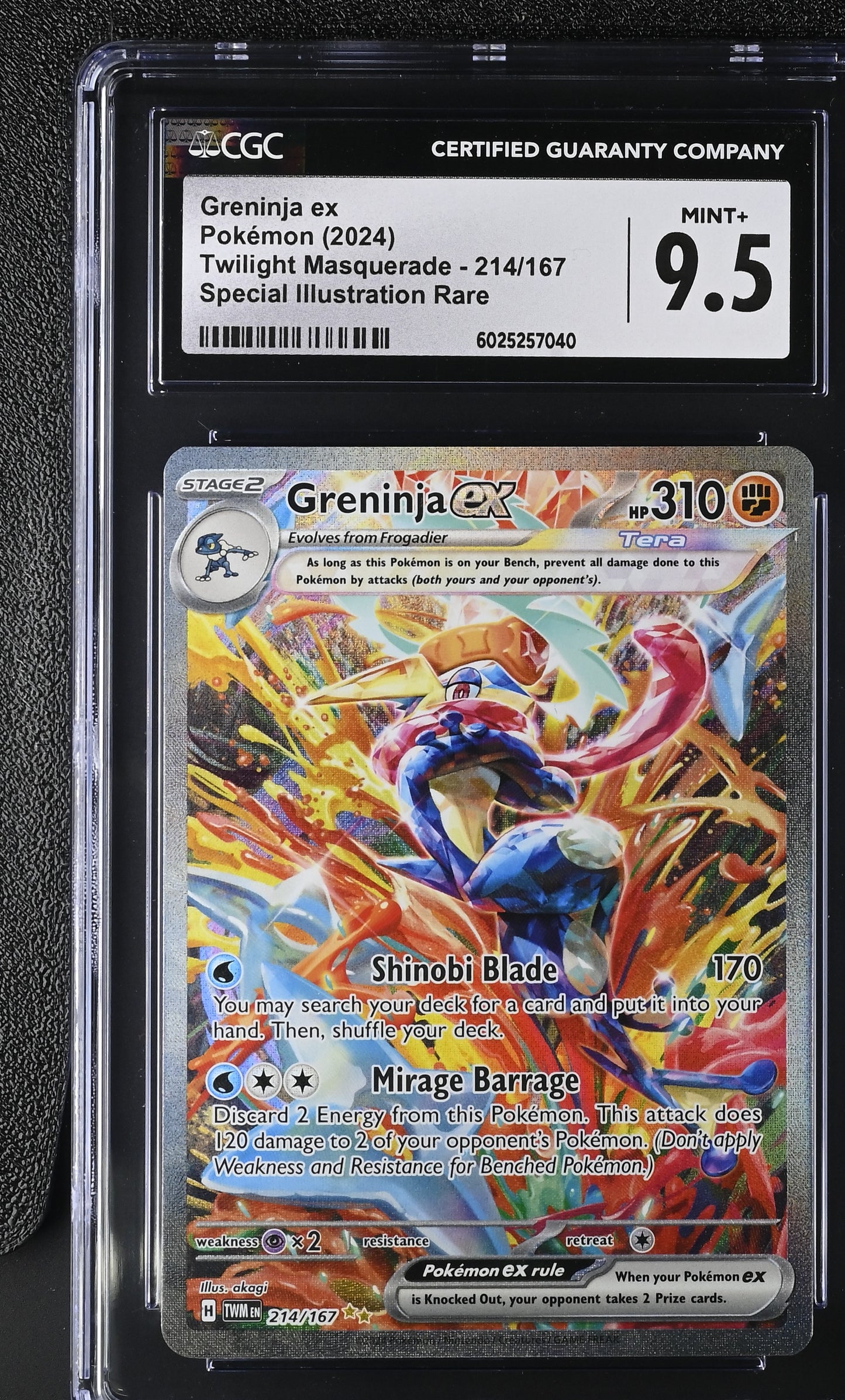 Pokemon Greninja ex (214/167) [Scarlet & Violet: Twilight Masquerade] CGC 9.5 Mint+