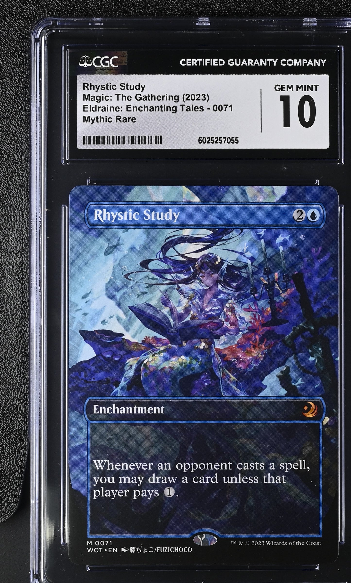 Magic MTG Rhystic Study 0071 (Anime Borderless) [WoE: ET] CGC 10 Gem Mint