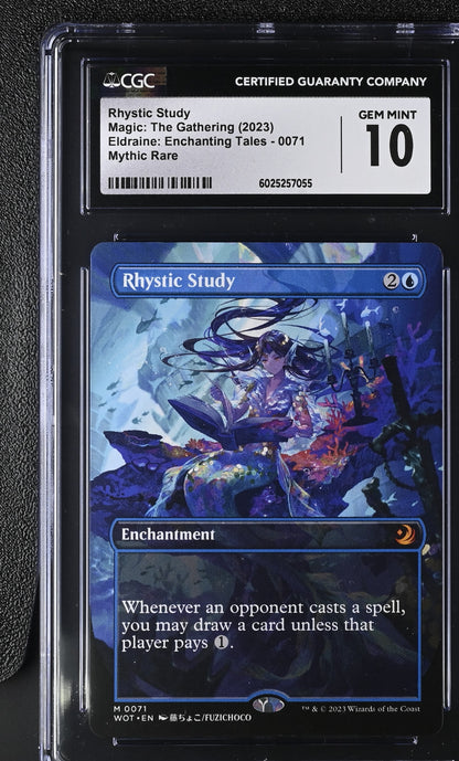 Magic MTG Rhystic Study 0071 (Anime Borderless) [WoE: ET] CGC 10 Gem Mint