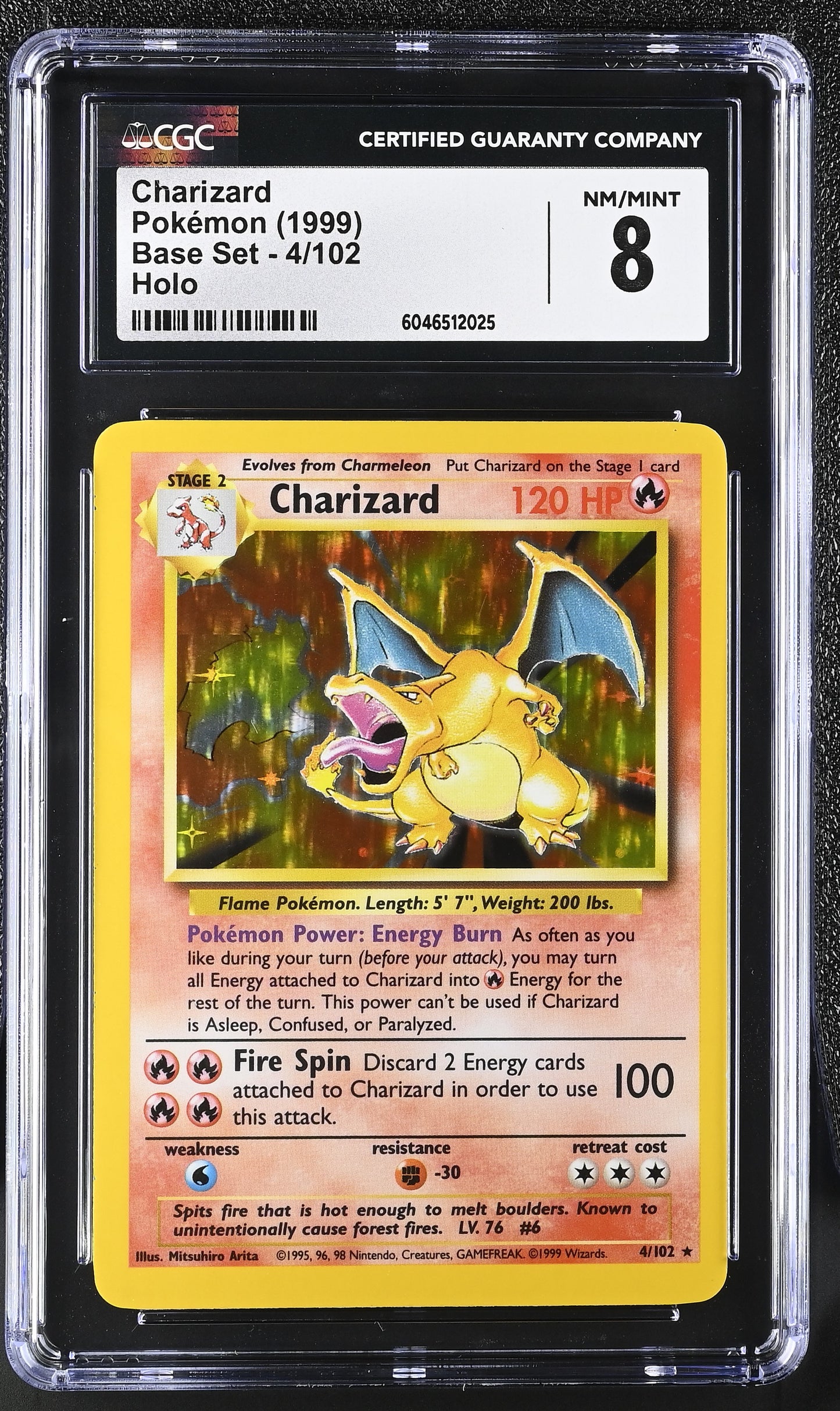 Pokemon Charizard (4/102) [Base Set Unlimited] Graded CGC 8 NM/Mint