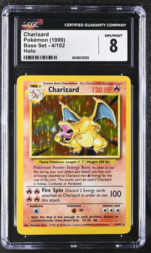 Pokemon Charizard (4/102) [Base Set Unlimited] Graded CGC 8 NM/Mint
