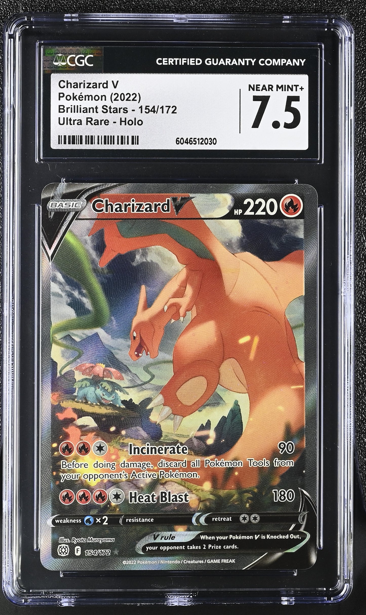 Pokemon Charizard V (154/172) [Sword & Shield: Brilliant Stars] Graded CGC 7.5 NM+
