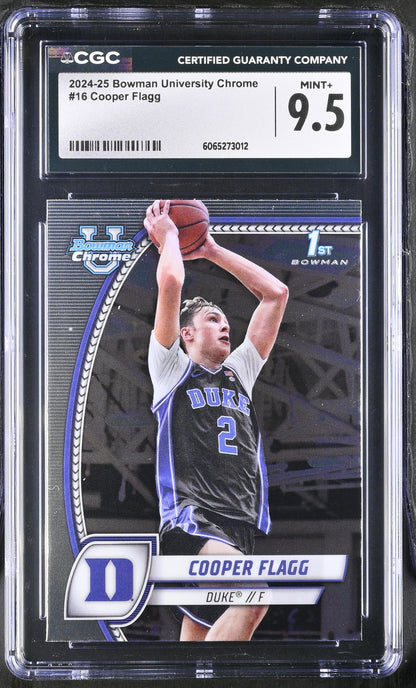 2024-25 Topps Bowman Chrome University Cooper Flagg #16 1st CGC 9.5 Mint+