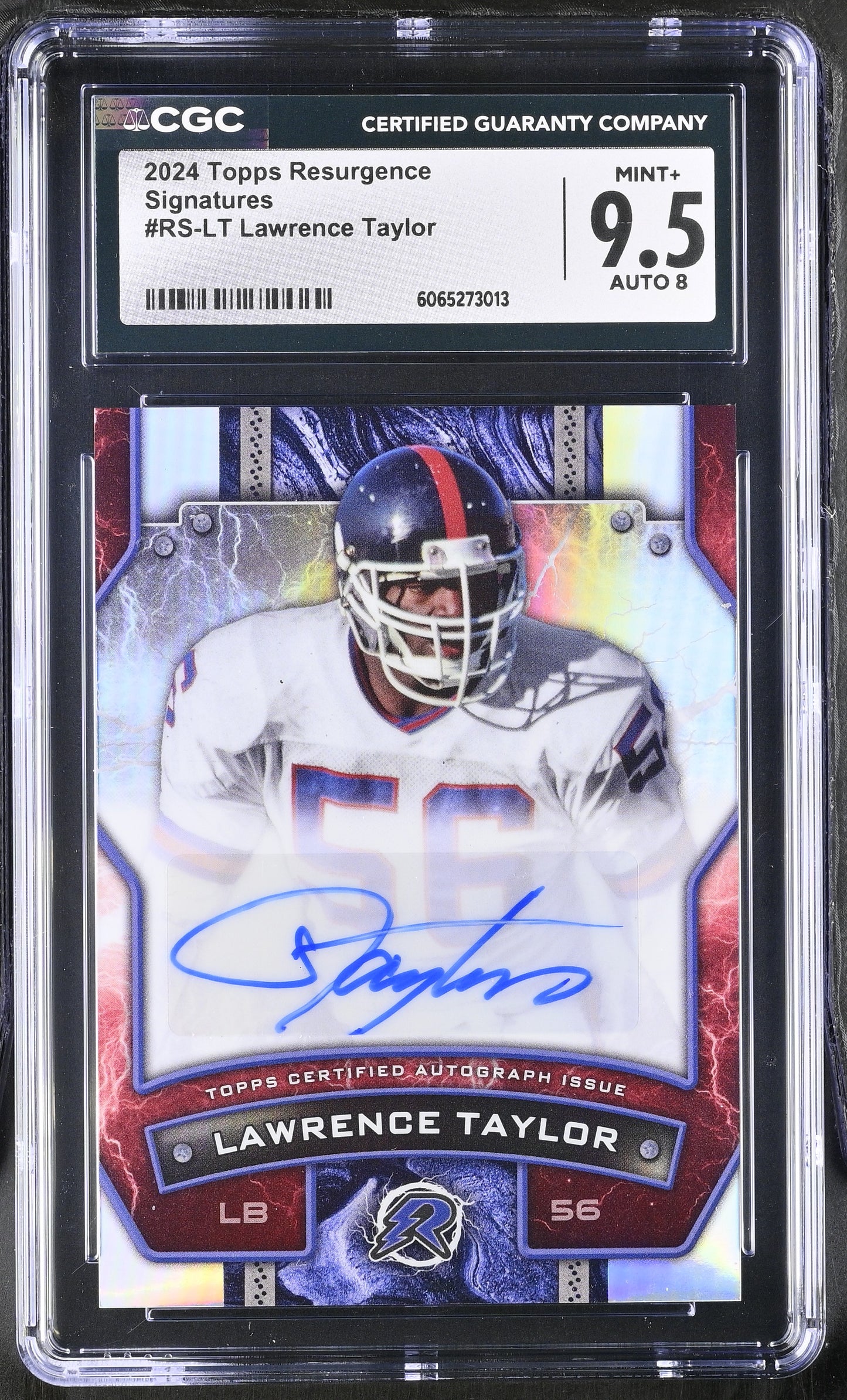 2024 Topps Resurgence Football RS-LT Lawrence Taylor Auto Graded CGC 9.5 Mint+