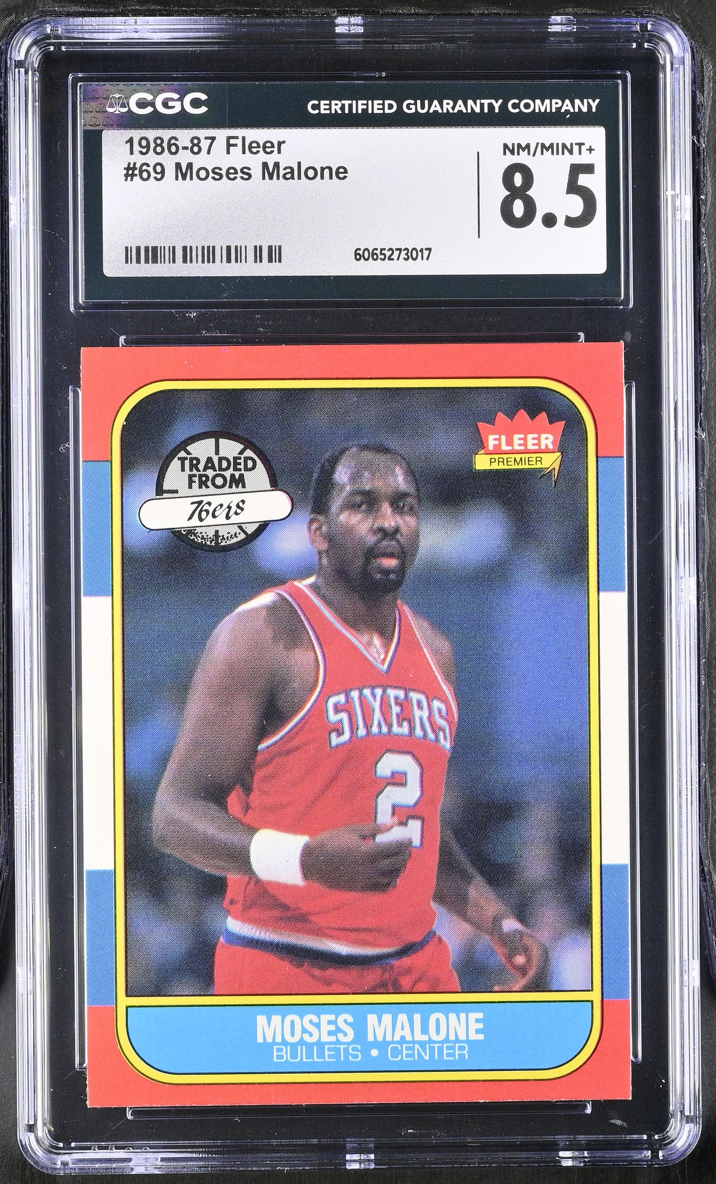 1986-87 Fleer Basketball #69 Moses Malone CGC 8.5 NM/Mint+