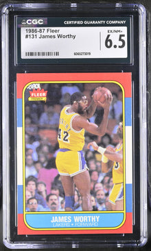 1986-87 Fleer Basketball #131 James Worthy CGC 6.5 EX/NM+