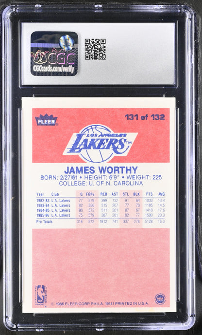 1986-87 Fleer Basketball #131 James Worthy CGC 6.5 EX/NM+