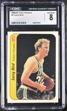 1986-87 Fleer Basketball Sticker #2 Larry Bird CGC 8 NM/Mint