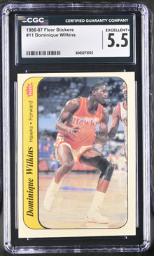1986-87 Fleer Basketball Sticker #11 Dominique Wilkins CGC 5.5 Excellent+