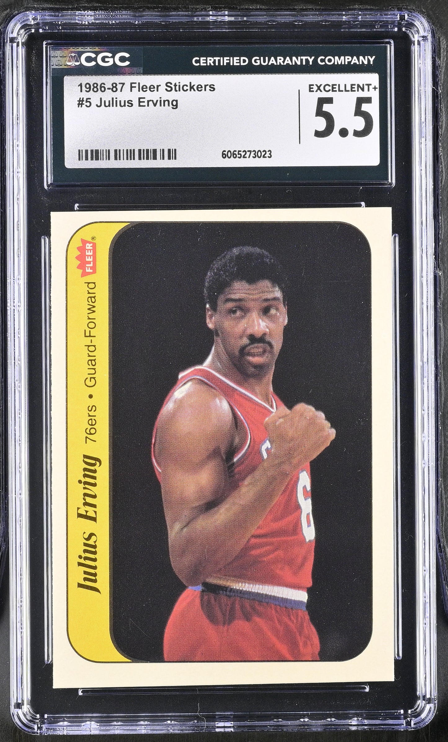 1986-87 Fleer Basketball Sticker #5 Julius Erving CGC 5.5 Excellent+