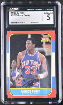 1986-87 Fleer Basketball #32 Patrick Ewing CGC 5 Excellent