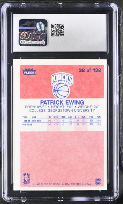 1986-87 Fleer Basketball #32 Patrick Ewing CGC 5 Excellent