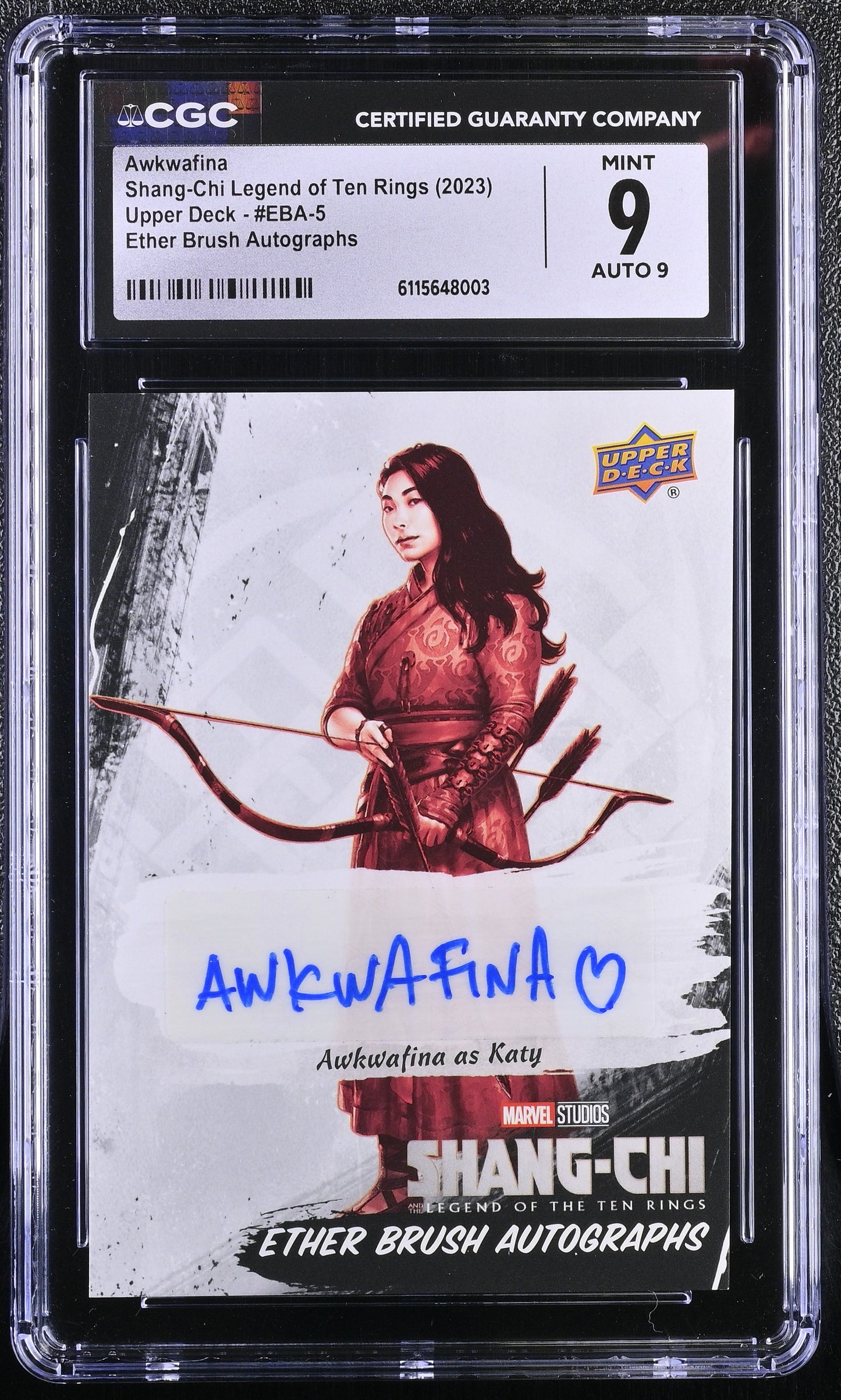 2023 Upper Deck Marvel Shang-Chi EBA-5 Awkwafina as Katy Autograph Card CGC 9 Mint