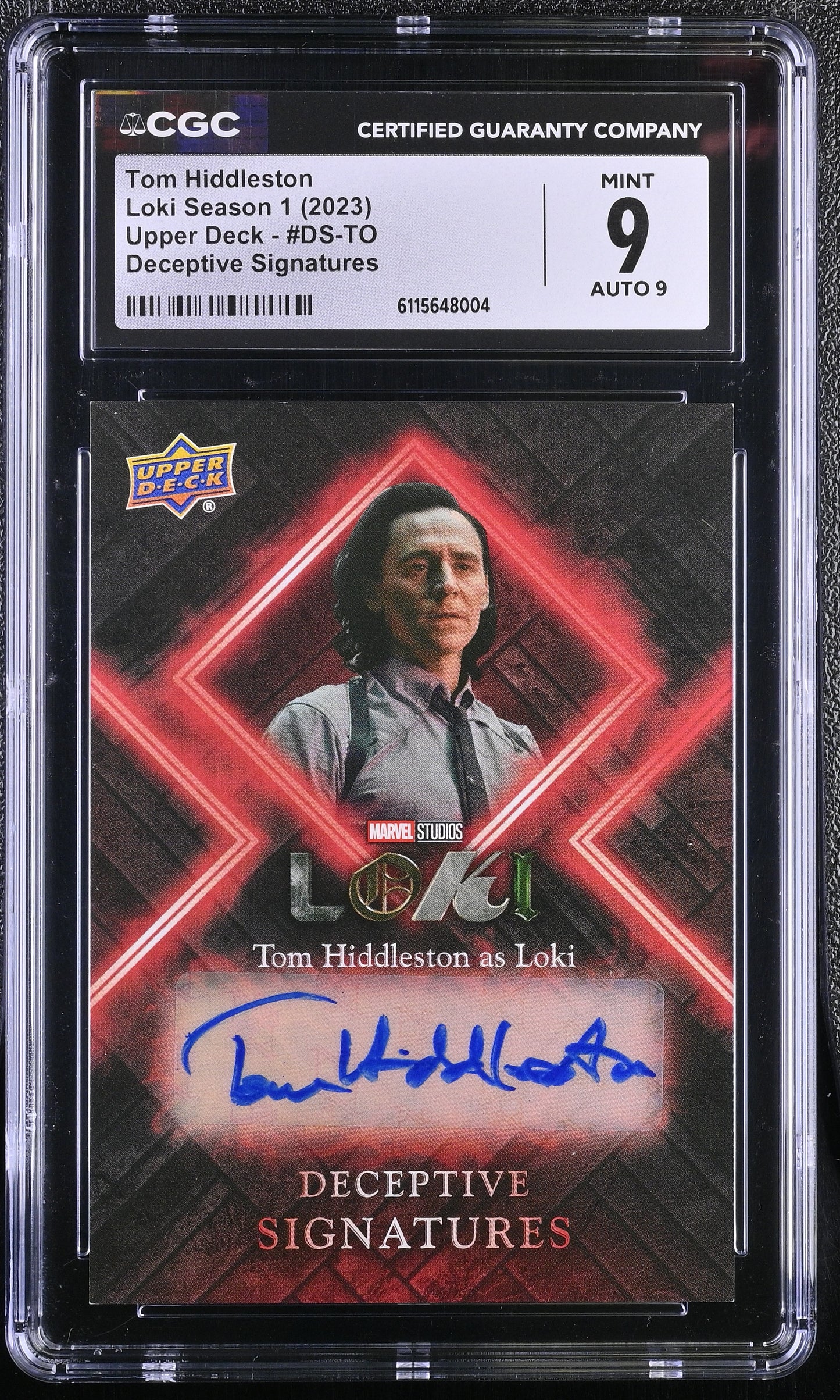 2023 Upper Deck Marvel Loki DS-TO Tom Hiddleston Autograph Card CGC 9 Mint