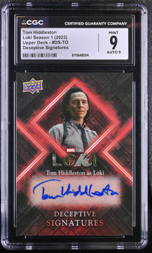 2023 Upper Deck Marvel Loki DS-TO Tom Hiddleston Autograph Card CGC 9 Mint