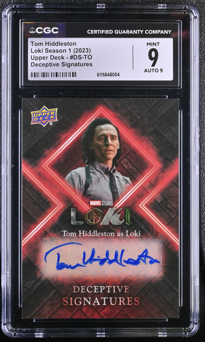 2023 Upper Deck Marvel Loki DS-TO Tom Hiddleston Autograph Card CGC 9 Mint