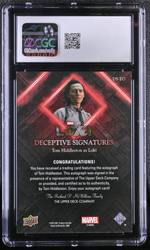2023 Upper Deck Marvel Loki DS-TO Tom Hiddleston Autograph Card CGC 9 Mint