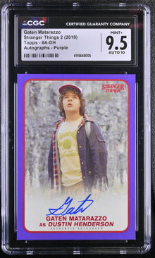 2018 Topps Stranger Things A-DH Gaten Matarazzo Auto Purple 18/25 CGC 9.5 Mint+