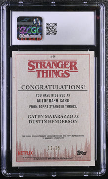 2018 Topps Stranger Things A-DH Gaten Matarazzo Auto Purple 18/25 CGC 9.5 Mint+