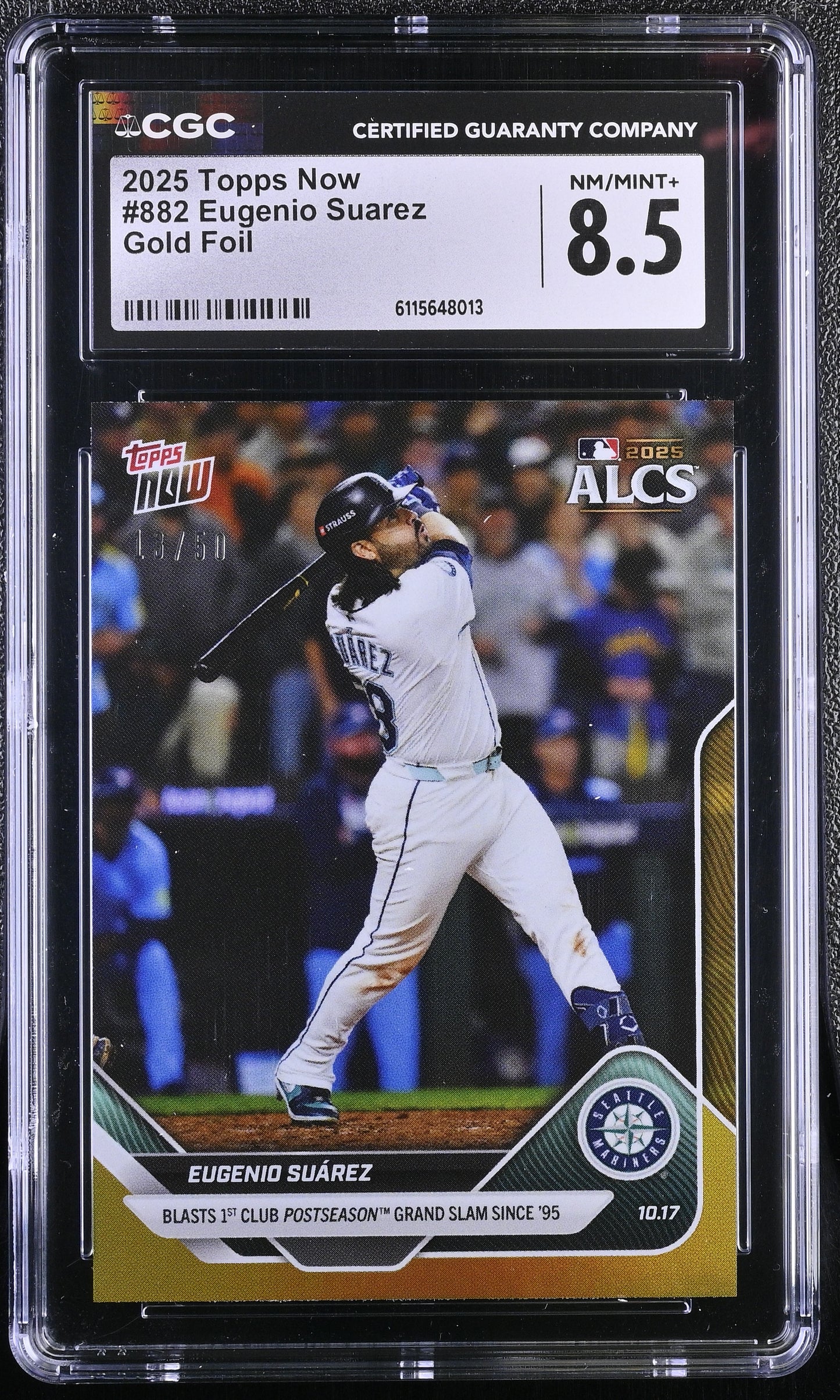 2025 Topps Now Eugenio Suarez Card 882 Gold 13/50 CGC 8.5 NM/Mint+