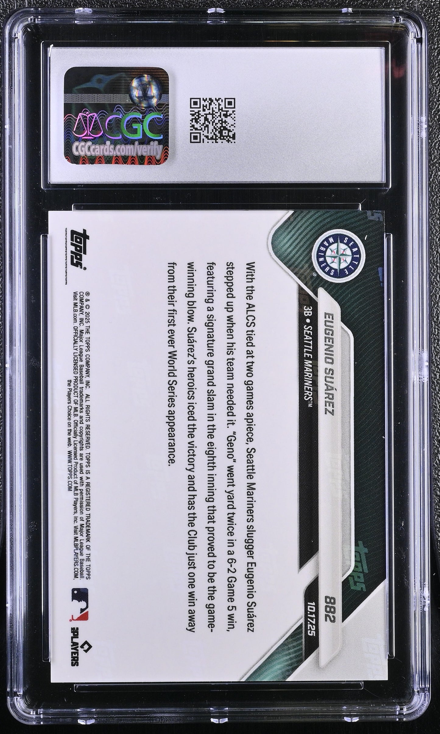 2025 Topps Now Eugenio Suarez Card 882 Gold 13/50 CGC 8.5 NM/Mint+