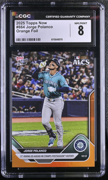 2025 Topps Now Jorge Polanco Card 864 Orange Foil 13/25 CGC 8 NM/Mint