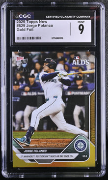 2025 Topps Now Jorge Polanco Card 829 Gold Foil 28/50 CGC 9 Mint