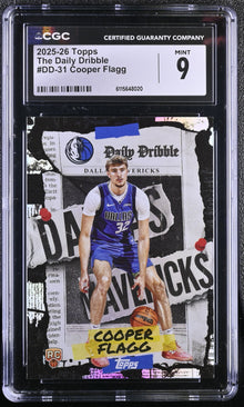 2025-26 Topps Basketball Cooper Flagg #DD-31 CGC 9 Mint RC Foil Daily Dribble