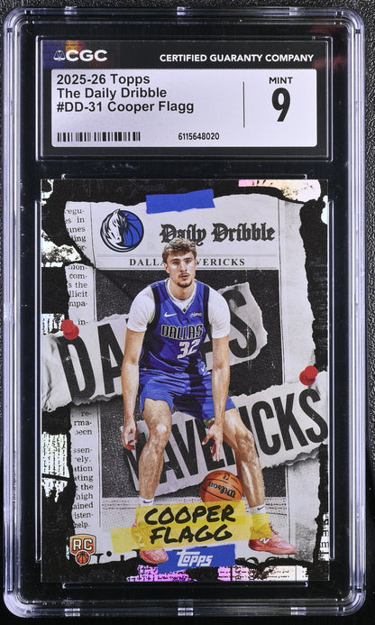 2025-26 Topps Basketball Cooper Flagg #DD-31 CGC 9 Mint RC Foil Daily Dribble