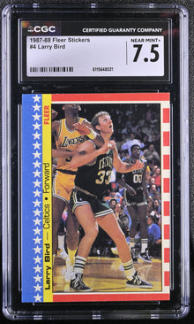 1987-88 Fleer Basketball Sticker #4 Larry Bird CGC 7.5 NM+