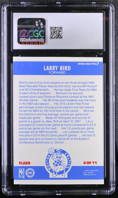 1987-88 Fleer Basketball Sticker #4 Larry Bird CGC 7.5 NM+