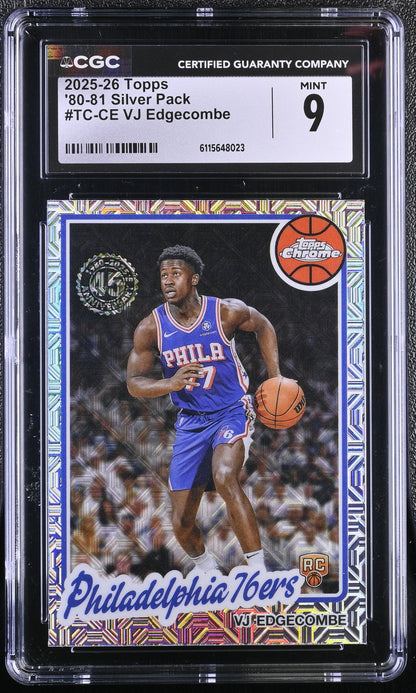 2025-26 Topps Basketball #TC-CE VJ Edgecombe Silver Pack CGC 9 Mint Chrome RC #23