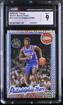 2025-26 Topps Basketball #TC-CE VJ Edgecombe Silver Pack CGC 9 Mint Chrome RC #24