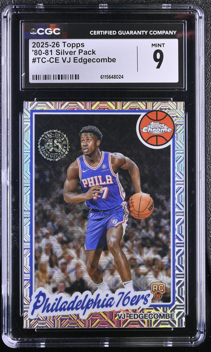 2025-26 Topps Basketball #TC-CE VJ Edgecombe Silver Pack CGC 9 Mint Chrome RC #24
