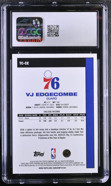 2025-26 Topps Basketball #TC-CE VJ Edgecombe Silver Pack CGC 9 Mint Chrome RC #24