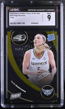 2025 Panini WNBA Player Day Rated Rookie #49 Paige Bueckers CGC 9 Mint Gold Foil 05/10