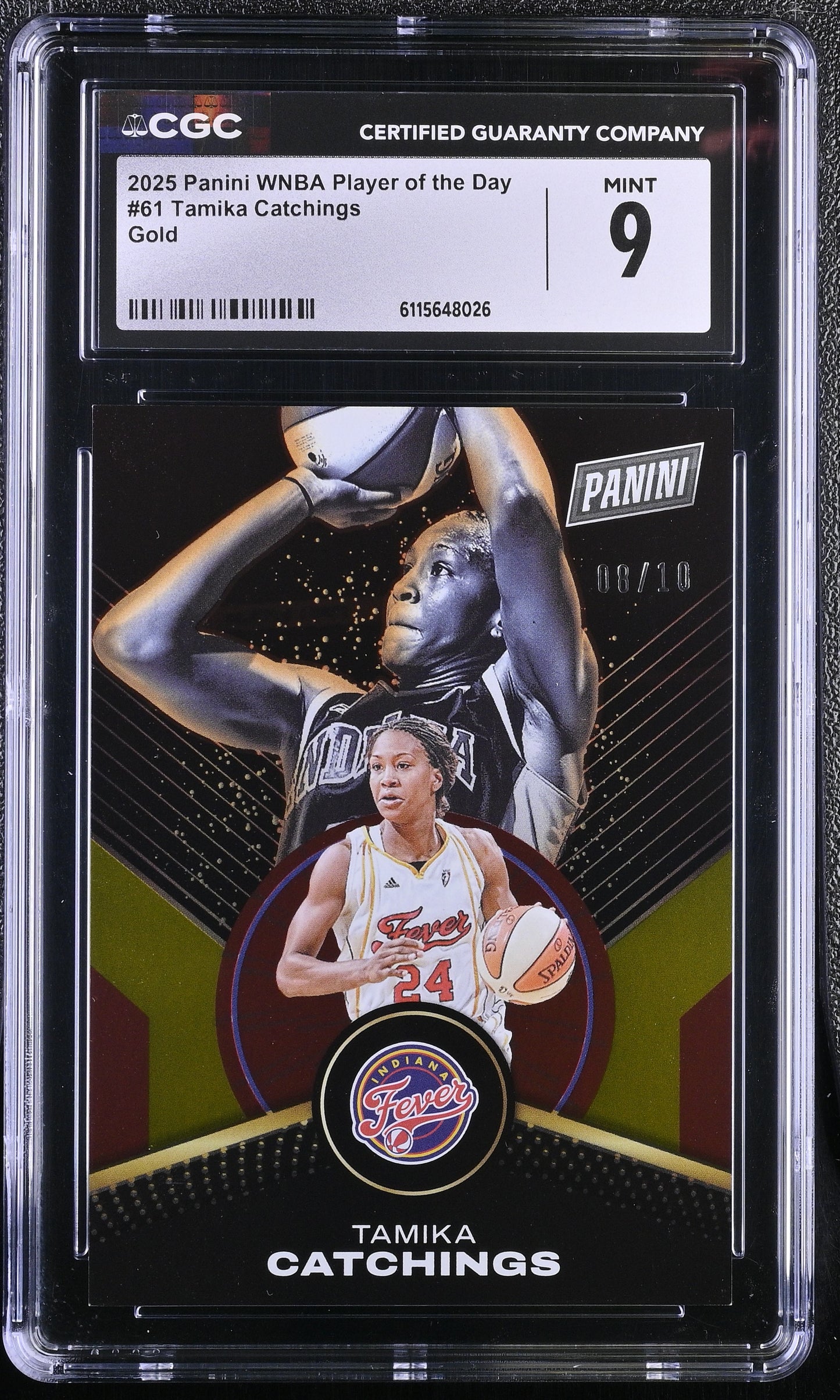 2025 Panini WNBA Player Day #61 Tamika Catchings CGC 9 Mint Gold Foil 08/10