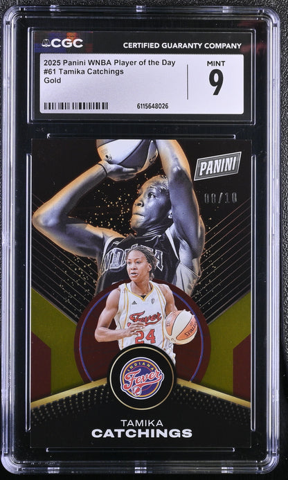 2025 Panini WNBA Player Day #61 Tamika Catchings CGC 9 Mint Gold Foil 08/10