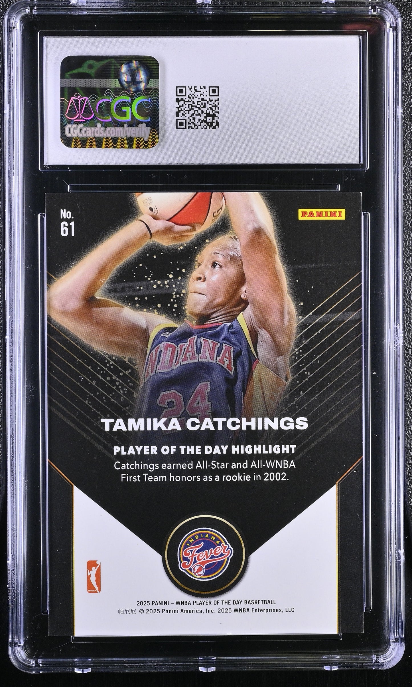2025 Panini WNBA Player Day #61 Tamika Catchings CGC 9 Mint Gold Foil 08/10