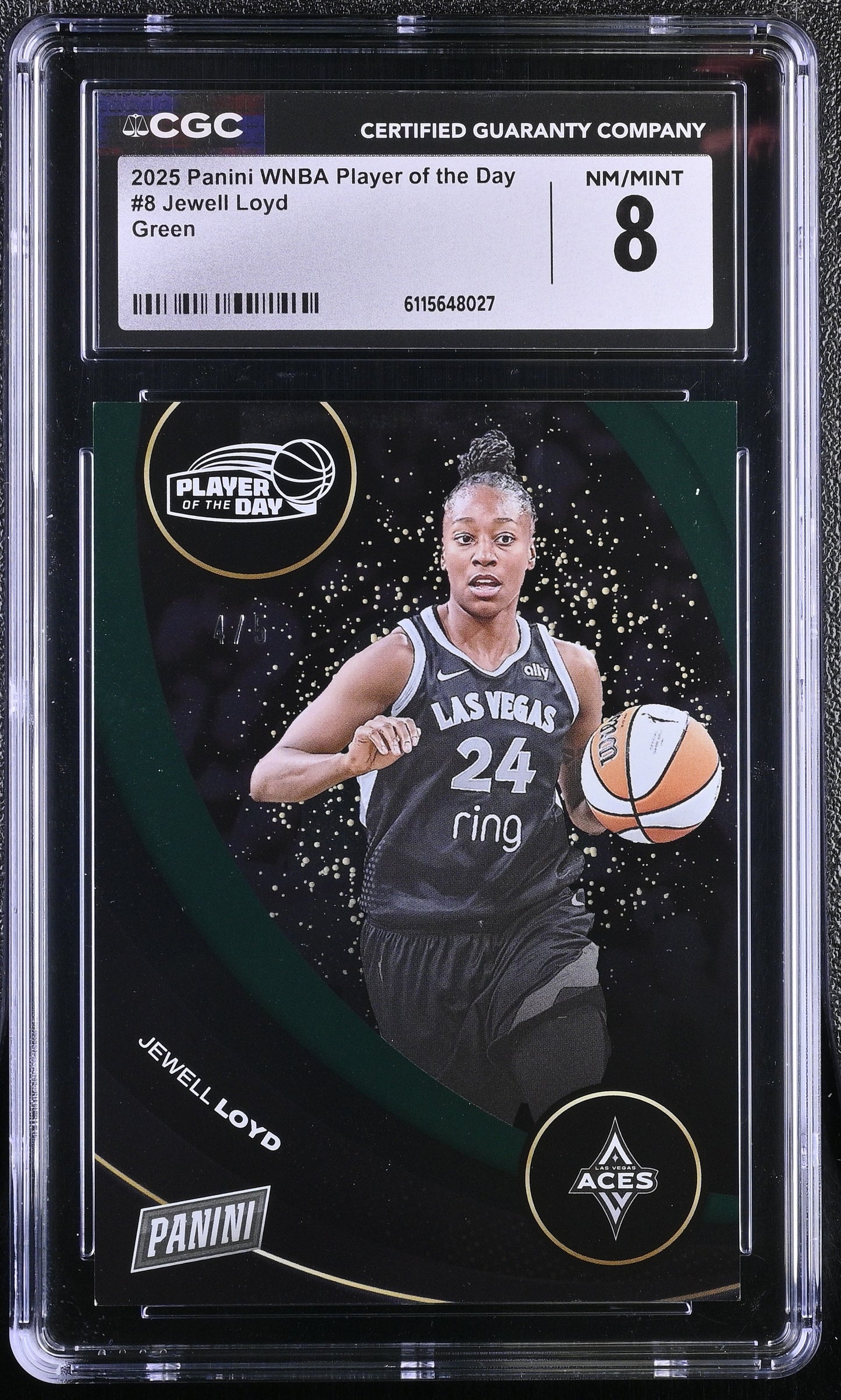 2025 Panini WNBA Player Day #8 Jewell Loyd CGC 8 NM/Mint Green Foil 4/5