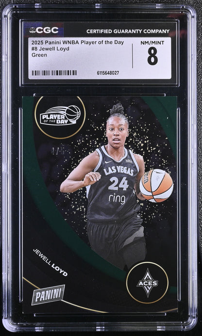 2025 Panini WNBA Player Day #8 Jewell Loyd CGC 8 NM/Mint Green Foil 4/5